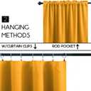 KOUFALL Mustard Yellow Curtains for Kitchen,Blackout Small Window Curtains for Bathroom,36 Inch Long