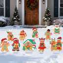 Hiznomgs10 Pcs Gingerbread Christmas Decorations Outdoor, Christmas Decorations Yard, Gingerbread Man Yard Signs with Stakes for Holiday Party Home Lawn Pathway Decorations Supplies