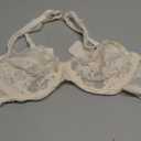 Lace Bra Bralette Push Up Unlined Demi Bras Sheer Mesh Balconette with Underwire (34B, Beige)