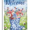 Welcome Garden Flag 12x18 Double sided Patriotic Garden Decoration | Vivid double-sided patriotic garden flag with star rain boots & daisies. Waterproof polyester, 12x18in, fits all poles.