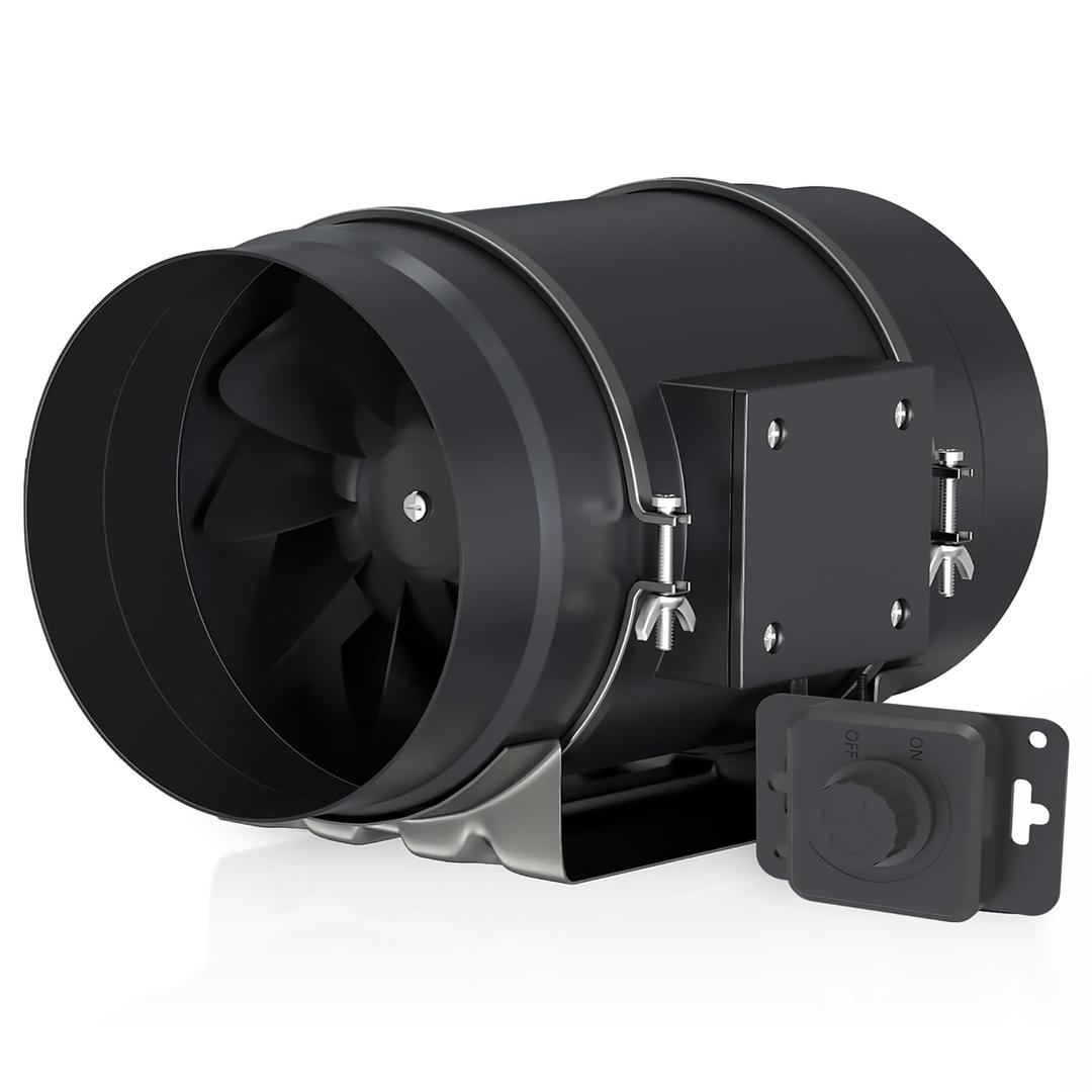Toolazy 8 Inch Inline Duct Fan 831 CFM, EC Motor Vent Booster Exhaust Fan with 0-100% Variable Speed Controller, Ventilation Fan for Grow Tent, HVAC, Basement, Workshop, Garage, Commercial Space