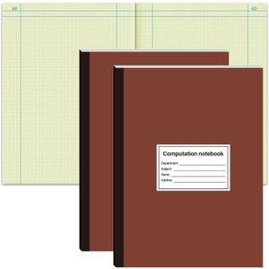 2 Pcs Computation Notebook 4x4 Quad Ruled, Grid Engineering Notebook Green Paper Lab Notebook for Drawings Planning Engineering and Technical Applications, 11-1/4" x 9-1/4"