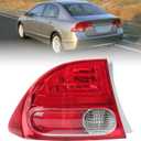 Tail Light Lens for 2006 2007 2008 Honda Civic 4-Door Sedan/Hybrid Driver Side HO2800166 33551SNAA01 (Left)