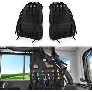 Roll Bar Storage Bag Fit for 1997-2025 Jeep Wrangler JK TJ LJ & Unlimited JL 4-Door,Multi-Pocket Cargo Cage Organizer,Oxford Saddlebag Tool Organizer 2PCS Black
