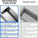 304 Stainless Steel Recessed Shower Niche Double Shelves 24" X 12" No Tile Needed, Waterproof Rustproof Bathroom Wall Niche, for Shower Wall & Bathroom Storage and Space Saving, 24*12 Double Layer