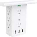 Power Charger Shelf-CFMASTER 11 Port Surge Protector Wall Outlet, 8 Electrical Outlet Extenders and 3 USB Ports 3.4A, with Removable Built-in Shelf and LED Indicator, FCC Listed, White