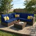 Smiry Printed Couch Cushion Covers, Stretch Soft Couch Covers for Sofa, Washable Non-Slip Sofa Slipcover Furniture Protector for Indoor and Outdoor (Medium, Navy)