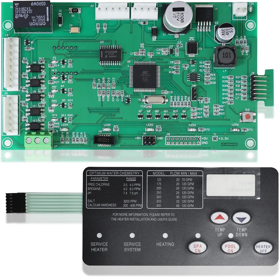42002-0007S Control Board Kit with 472610Z Switch Pad Replacement 461105 Control Board Compatible with Mastertemp & Max-E-Therm,NA/LP Series Pool/Spa Heater Electrical Systems