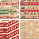 Pasimy 100 Pcs Christmas Kraft Treat Goodie Bags with Self Adhesive Vintage Xmas Candy Snack Cookie Bags Snowflake Elk Gift Buffet Paper Bags Bulk for Christmas Holiday Birthday Party Favor Supplies