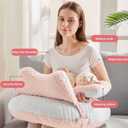 WYXunPlanet Nursing Pillow, Breastfeeding Pillow for Breastfeeding and Bottle Feeding to Reduce Strain on arms and Back, Better Support Baby,Waist Adjustable,Knitted Cotton Cover,Removable, Pink