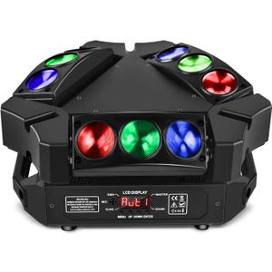 Spider Moving Head Lights, U`King DJ Lights 9 LEDs Heads X 10W RGB Stage Lighs 12/19 Channels DMX-512 and Sound Activated Great for Wedding Disco Party Light