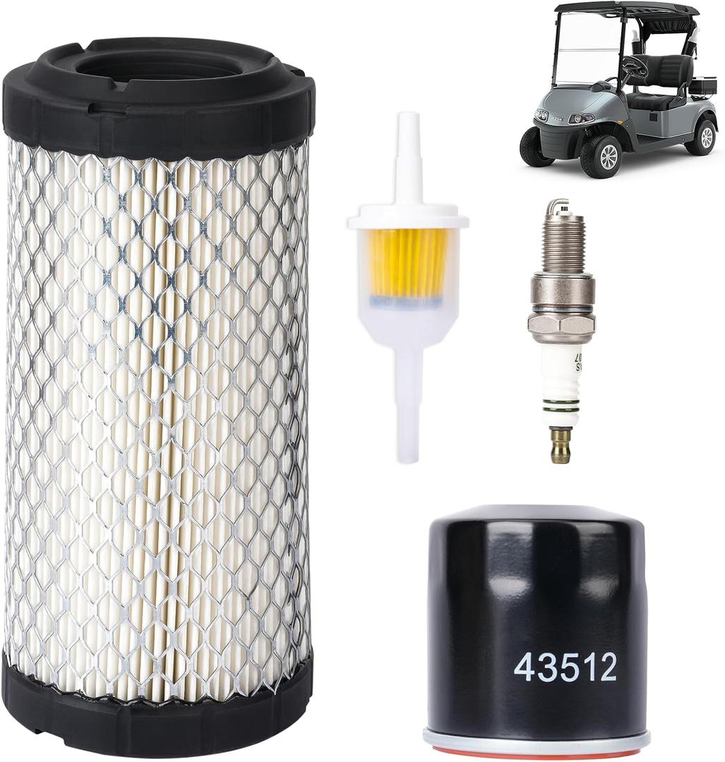 DRIVE UP EZGO Tune Up Kit for 2008-Up RXV and 2010-Up TXT Gas Golf Cart w/4 Cycle Kawasaki Motor with Air Filter Fuel Filter Oil Filter Spark Plug, 13.5 hp Engine Maintenance Kit for EZGO Models