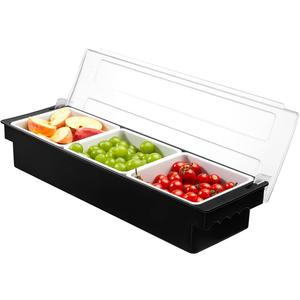 Ice Chilled Serving Tray Condiment Pots 3 Compartment Condiment Server Caddy (3 Compartments)