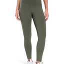 Colorfulkoala Women's High Waisted Tummy Control Workout Leggings 7/8 Length Yoga Pants with Pockets (S, Army Green)