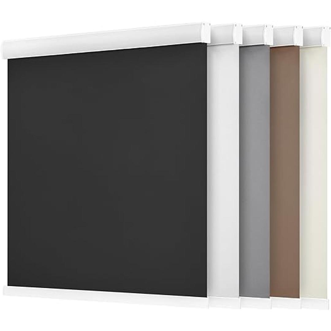 LazBlinds Cordless Roller Shades, Free-Stop Blackout Roller Blinds with Cassette Valance, Thermal Insulated UV Protection Waterproof, Roll Up Blinds for Windows (44'' W x 72'' H, White)