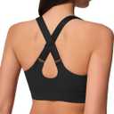 Sports Bras for Women Criss Cross Back - V Neck Adjustable Wide Straps High Support Removable Pad Gym Crop Tank Tops (Black, S)