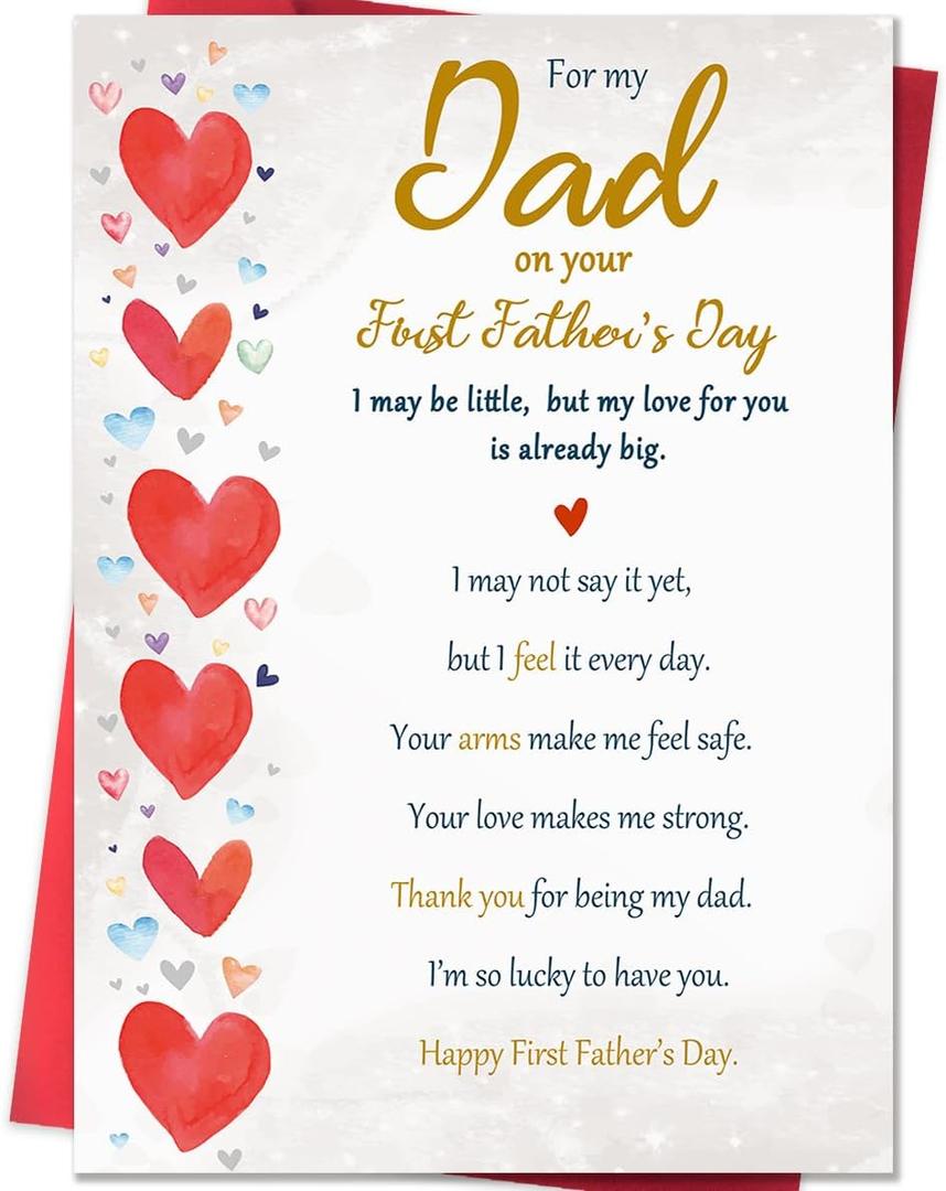 7 x Beixian First Fathers Day Card for Dad from Baby, Sentimental New Dad Card Gift, For My Dad on Your First Fathers Day Card, Baby Love Keepsake Decoration for Father Husband, 5 x 7 Inch, Mix