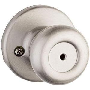 Kwikset Tylo Interior Privacy Door Knob with Lock, Door Handle For Bathroom and Bedroom, Satin Nickel Keyless Turn Lock Doorknob, with Microban Protection (1 Pack)