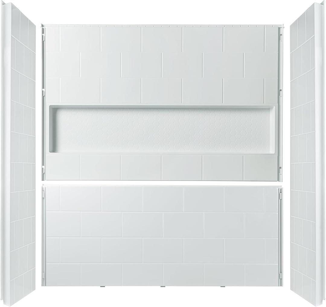 WOODBRIDGE 60 x 32 Four-Piece Direct-to-Stud Alcove Tub Surround Wall Panel Kit in White