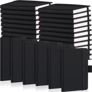 40 Pieces Small Notebooks A6 Pocket Journals 3.5 x 5.5 Inch Small Leather Notebook Mini Ruled Lined Journal with Elastic Band Pen Holder Page Marker Ribbons (Black) 40 Pieces Small Notebooks A6 Pocket Journals 3.5 x 5.5 Inch Small Leather Notebook Mini Ruled Lined Journal with Elastic Band Pen Holder Page Marker Ribbons (Black)