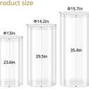 3Pcs Transparent Cylinder Pedestal Stands, Thickened PVC Round Pedestal Display Plinth Pillars for Wedding Birthday Babyshower Decoration Art Decor