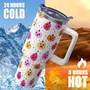 Halloween Pumpkin 40 oz Tumbler with Lid Handle and Straw Spooky Pumpkins Stainless Steel Double Walled Insulated Cups Halloween Travel Mug Gifts for Men and Women (1PC)