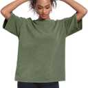 Womens Washed Vintage Oversized T-Shirt Baggy Workout Tops Short Sleeve Cotton Tshirts Streetwear Boyfriend Tee (L)