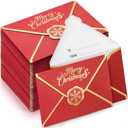 Kosiz 50 Pcs Merry Christmas Small Card Envelopes Greeting Cards Envelopes Mini Business Sleeve Credit Card Envelope with Gold Border for Coins Xmas Holiday 2.7'' x 3.9''(Red)