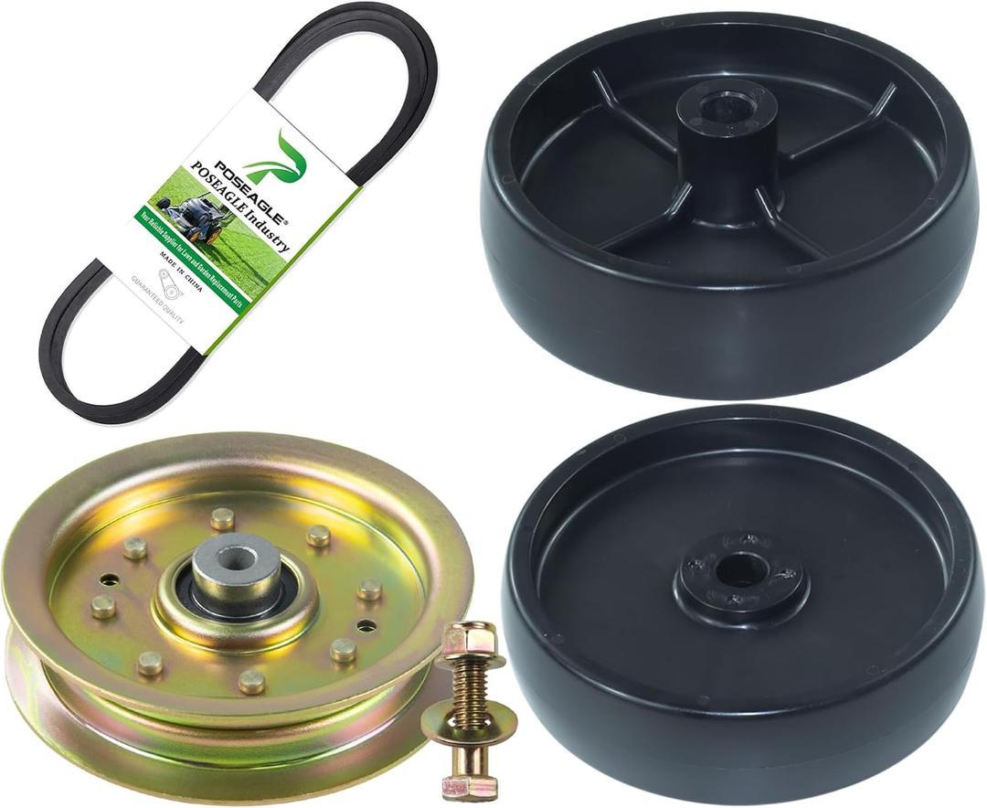 756-04129 Idler Pulley with 734-0973 Deck Wheel 954-04062 Belt Replaces 753-08171, 756-04129B, 756-04129C, 956-04129, 956-04129B, 956-04129C, 753-08068, 41434, 7340973