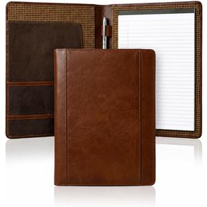 Genuine Leather Portfolio Padfolio Resume Folder for Men & Women