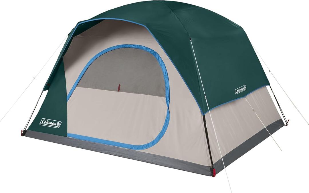 Coleman Skydome Camping Tent with 5 Minute Setup, 2/4/6/8 Person Weatherproof Tent with Rainfly & Carry Bag, 20% More Headroom Than Traditional Canopies (PFAS-Free, Evergreen)