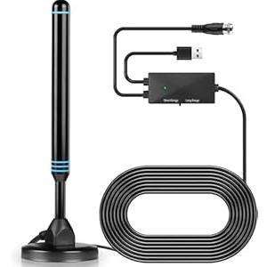 TV Antenna, TV Antenna Indoor with Magnetic Base,Equipped with a Signal Amplifier to Support 4K 1080p Smart Signal Reception, 380 Miles Long Range Reception(Black)