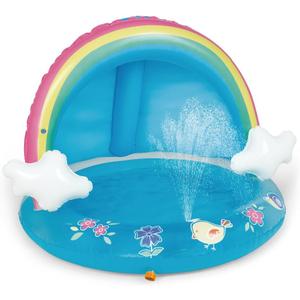 Baby Pool, Rainbow Splash Pool with Canopy, Spray Pool of 40 Inches, Water Sprinkler for Kids, for Ages 1-3