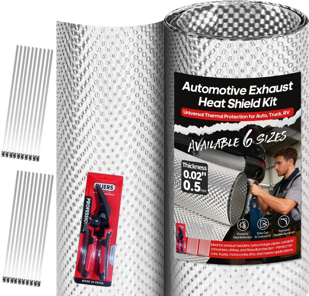 Exhaust Heat Shield Automotive, 40" x 78.7" Heavy Duty Aluminum Heat Shield with Zip Ties & Scissors, 0.5mm Flexible Car Heat Shield for Muffler, Pipe, Underbody, Up to 1022°F