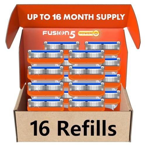 16 PCS Razor Blade Shaving Razor Blade Refills for Fusion 5, a More Comfortable Shave for Men, Orange New Version