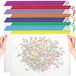 20pcs Mesh Zipper Pouch Bags, Puzzle Bags, A3 17x12 Inches Large Reusable Pouches for Organizing Classroom and Storage, Extra Large Zipper Pouch, Board Game Storage