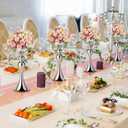 Sadnyy 2 Pcs Sliver Metal Flower Arrangements Stand Tall Wedding Centerpiece Stand Table Decor Flower Vase for Wedding Reception Event Party Dinner Home Decor(12.6 Inch)