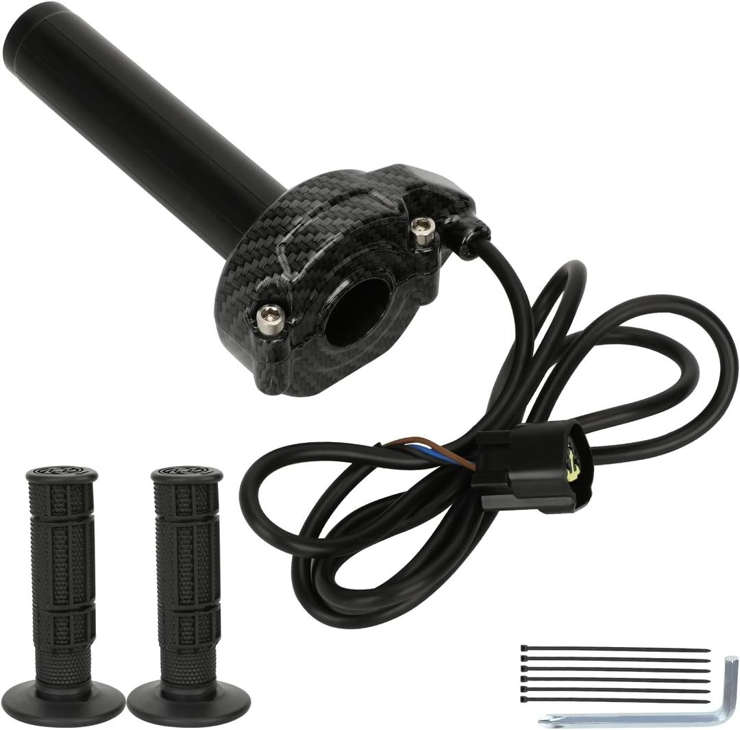 Electric Dirt Bike Throttle Handle Kit Compatible with Surron Light Bee X and S LBX, Imitation Carbon Fiber Quick Twist Throttle for Segway X260 X160 E-Ride Pro S E-Bike with Handlebar Grips