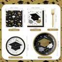 YY 200 Graduation Party Paper Plates Napkins Forks Dinnerware Set Disposable Class of 2026 for Congrats Grad Serve 50