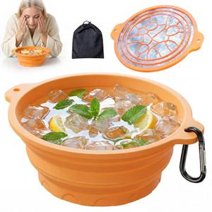 Face Ice Bath Bowl with Built-in Ice Tray, Foldable Silicone Face Bowl for Ice, Durable Ice Facial Bowl for Cold Plunge Therapy, Skin Tightening, Acne Relief, Spa Tool for Home, Travel