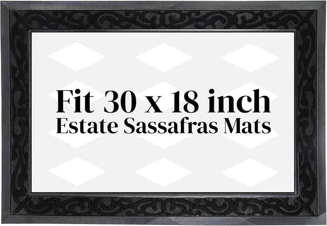 Evergreen Rubber Estate Sassafras Door Mat Tray | Fits 18 x 30 Doormat Inserts | 38 x 26 Tray | Non-Slip Backing Front Door Entryway | Indoor and Outdoor Entrance