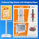 Heavy Duty Pedestal Sign Holder, 11"x17" Sign Stand Outdoor Indoor