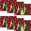 Artoid Mode Xmas Trees Snowflakes Winter Placemats Set of 6, 12x18 Inch Seasonal Red Christmas Table Mats for Party Kitchen Dining Decoration