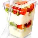 5 oz 60Pcs Plastic Dessert Cups With Lids and Spoons, Yogurt Parfait Appetizer Cups for Party, Mini Dessert Shooters for Pudding and Fruit