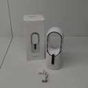 Desk Fan Bladeless, 11.8 Inch Office Fan Small, Quiet, 3 Speed Adjustment, Touch Control, Easy to Clean, Desk Fans Small Quiet, Ideal for Office, Living Room, Bedroom (White/Gold)