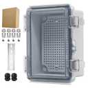 Outdoor Waterproof Electrical Box Junction Box Weatherproof IP67 ABS Plastic Enclosure Switch Router Project Box Electronics Enclosure with Mounting Plate Wall Bracket Clear 5.9"x3.9"x2.8"