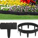 48 Pcs Landscaping Edging Border 37 ft Plastic Garden Border Edging Bulk for Lawn Decorative Stone Like Flower Bed Fence Set for Yard Landscaping Interlocking Stakes for Plant(Black)
