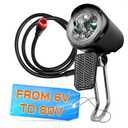 Headlight for Ebike 2 Pin Connector 6-60V - Easy to Install Ebike Light with LED Bulb, Reliable Stainless Steel Bracket, 20 Lm Lights Output, Weather Resistant - E Bike Light for Nighttime Rides