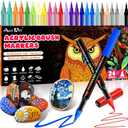 Acrylic Paint Markers, 24 Colors Automatic Ink Control Acrylic Pens, Soft Brush Tip Paint Pens, Waterproof Paint Markers for Rock Painting, Stone, Wood, Glass, Ceramic, DIY Art Supplies