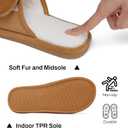 SHIBEVER Women's Slippers Fuzzy Open Toe Slip On Indoor House Shoes Comfy Bedroom Women Slippers (7.5-8, 71 Brown)